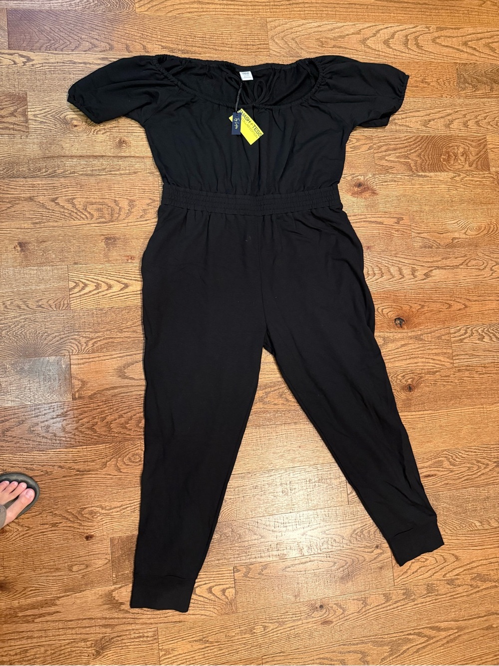 Smash + Tess Pacific Puff Sleeve Romper in Midnight Black